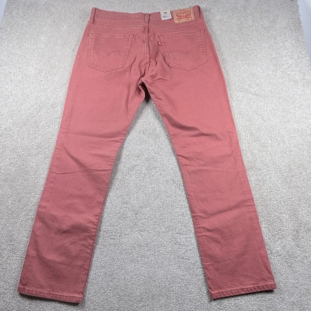 Levi's 511 Slim Jeans Mens 36x30 Pink NWT Stretch Denim Pants 04511-6090